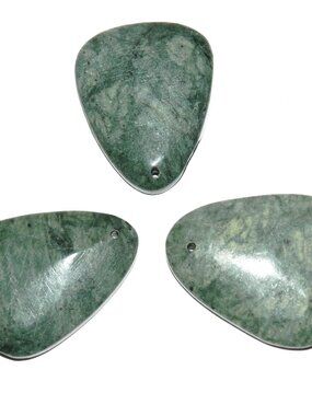 New DIY Green Marble 45mm Flat Puffed Triangle Gemstone Pendant Bead 1pc P2158